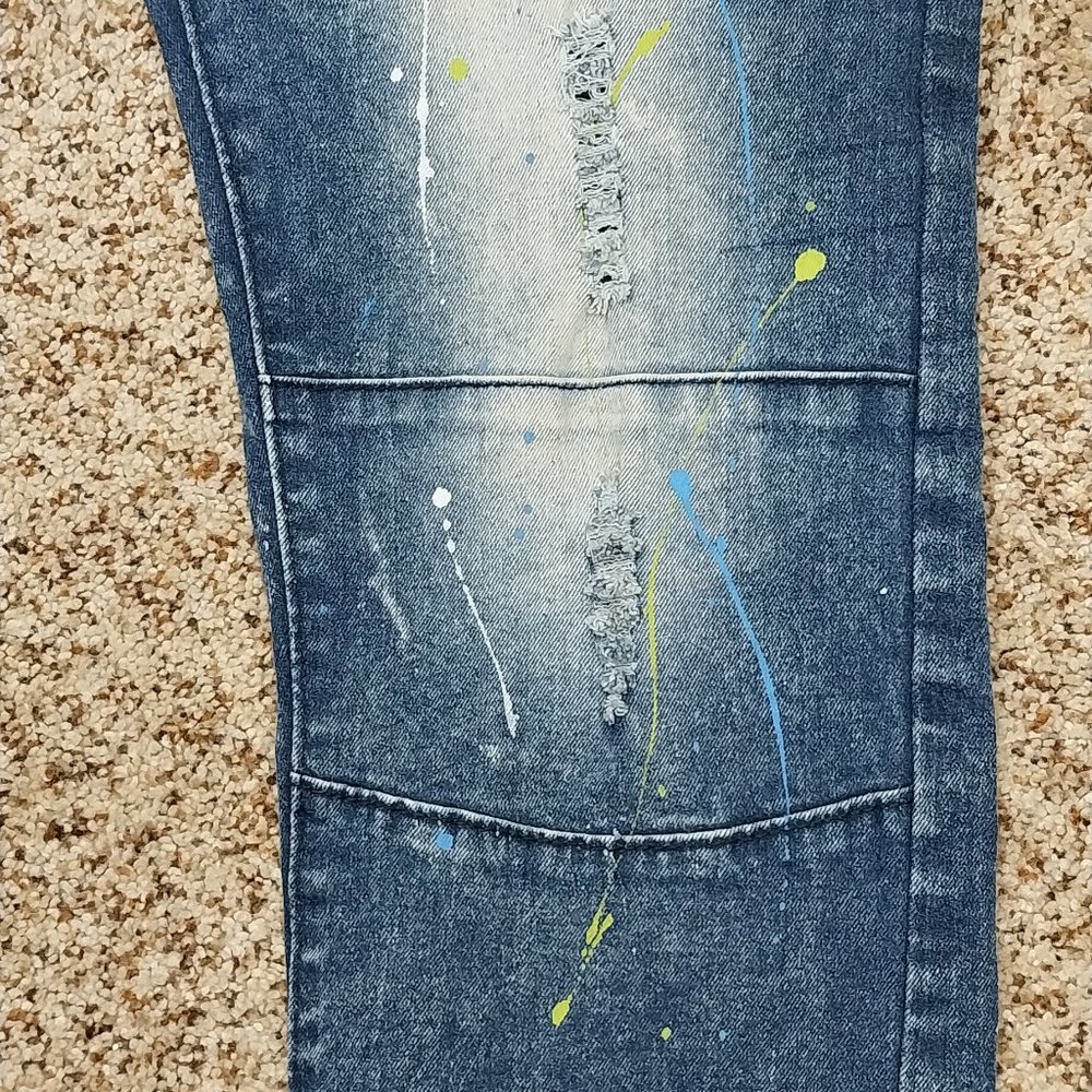 2875 Size 34 X 32 LR Scoop Paint Splatter Jeans - Picture 2 of 7